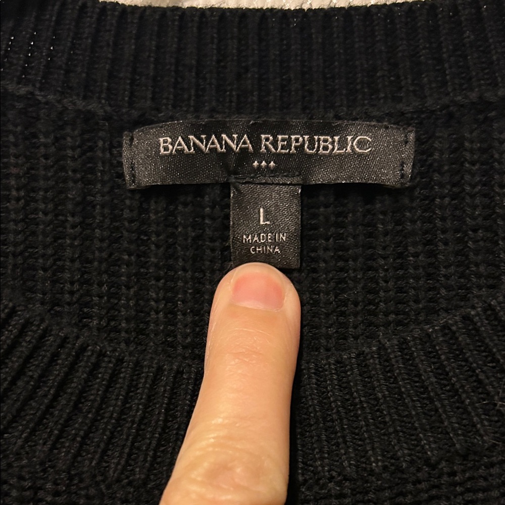Banana Republic Black Knit bell sleeve sweater. 100 % cotton. - Picture 2 of 5